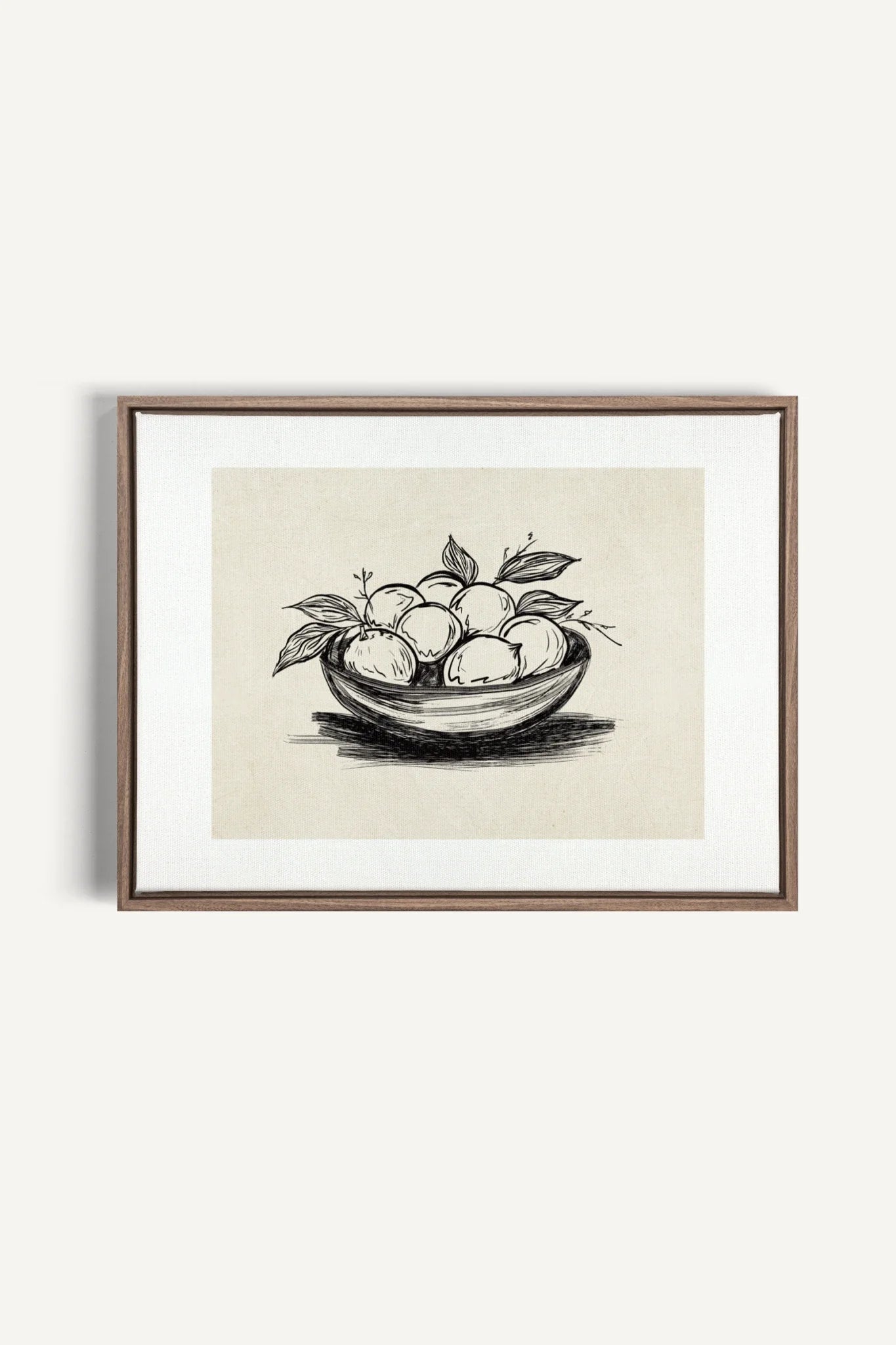 LEMON SKETCH, Oeuvre sur toile étirée, encadré Brun Chêne
