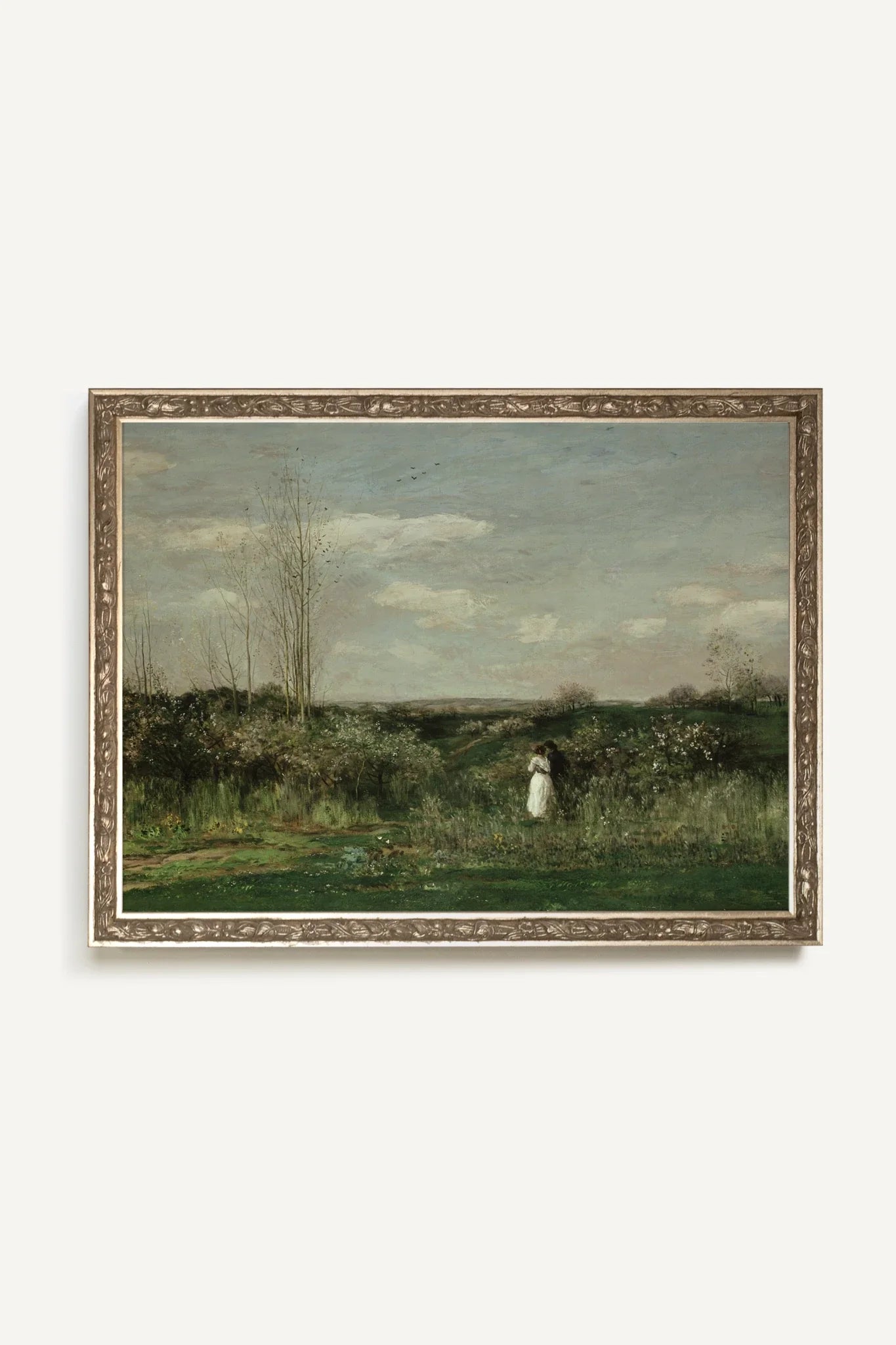 LES AMANTS DU VENT, Oeuvre sur toile rigide, encadré Vintage Argent