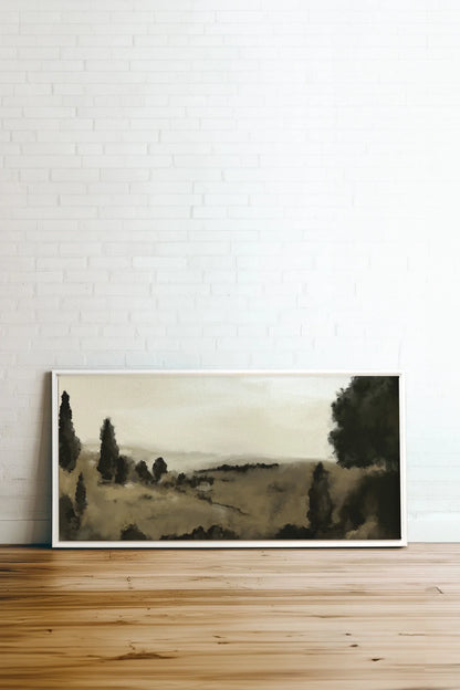 LES COLLINES SILENCIEUSES, Oeuvre sur toile étirée, encadré Blanc