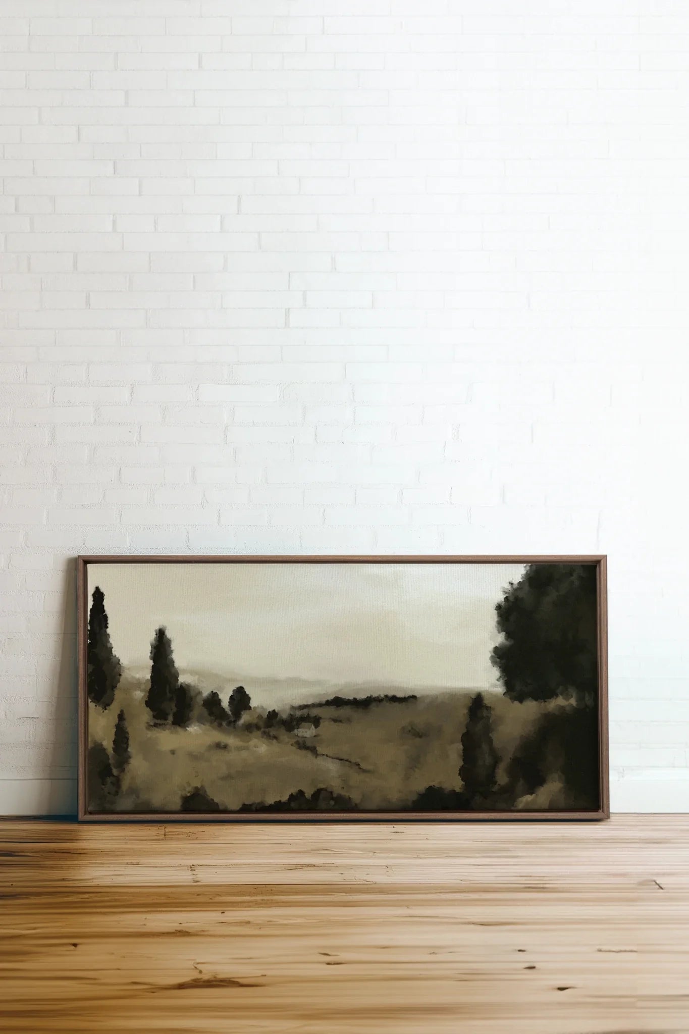 LES COLLINES SILENCIEUSES, Work on stretched canvas, framed Oak Brown