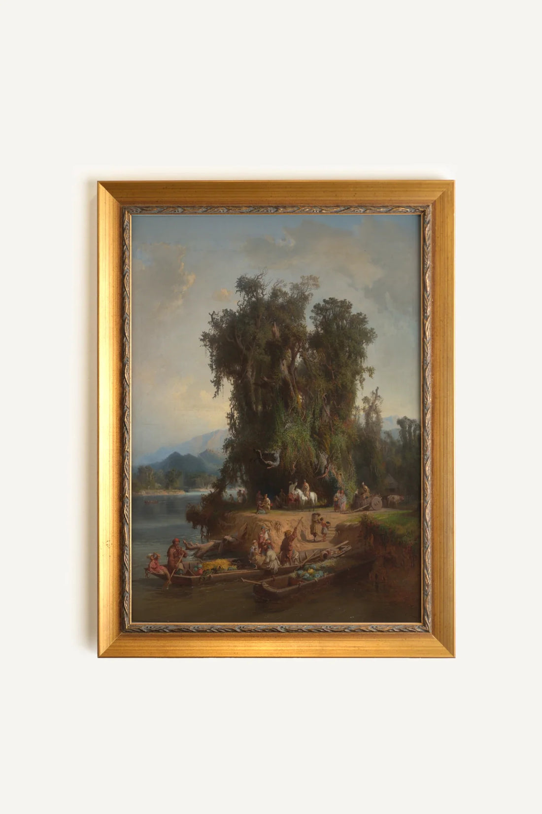 LES RIVES DU TEMPS, Artwork on rigid canvas, framed in Vintage Gold