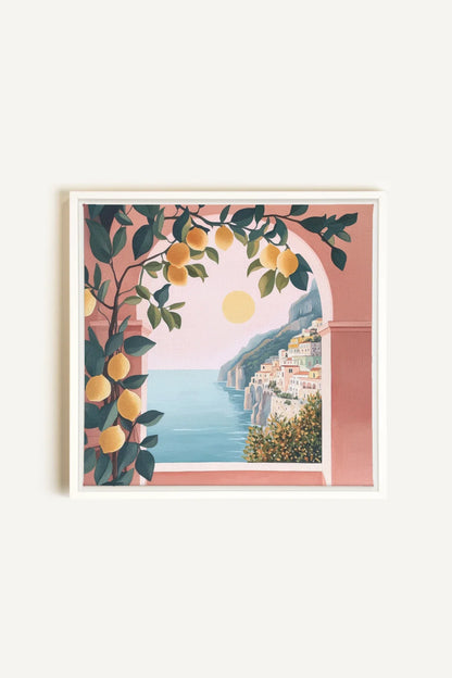 OLEKA CANVAS - LIMONADE ROSE, Oeuvre sur toile étirée, encadré Blanc