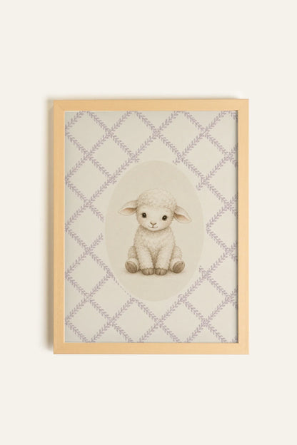 LITTLE LAMB, Oeuvre sur toile rigide, encadré Naturel Clair