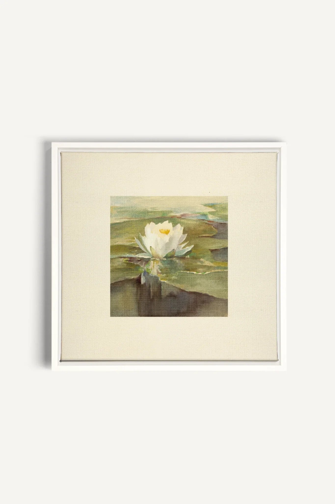 LOTUS DE LIN, Oeuvre sur toile étirée, encadré Blanc