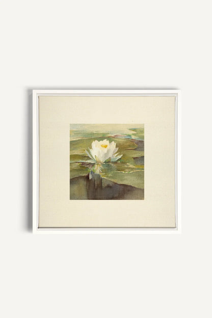 LOTUS DE LIN, Oeuvre sur toile étirée, encadré Blanc