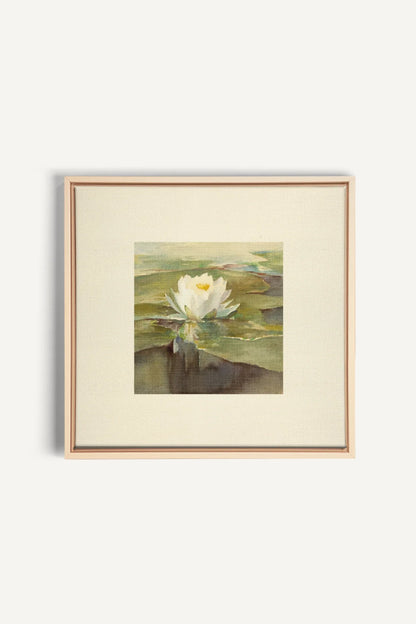 LOTUS DE LIN, Oeuvre sur toile étirée, encadré Naturel Clair