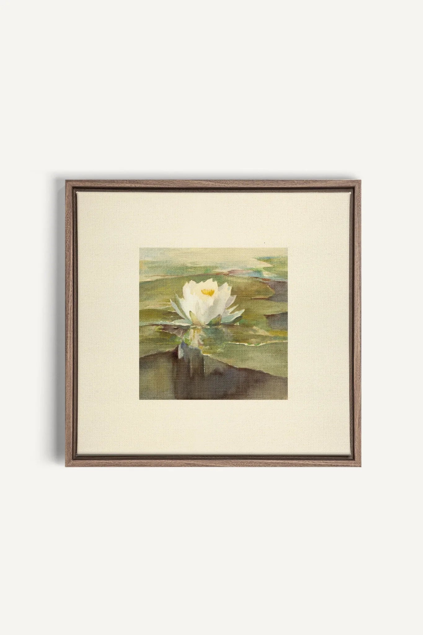 LOTUS DE LIN, Oeuvre sur toile étirée, encadré Brun Chêne