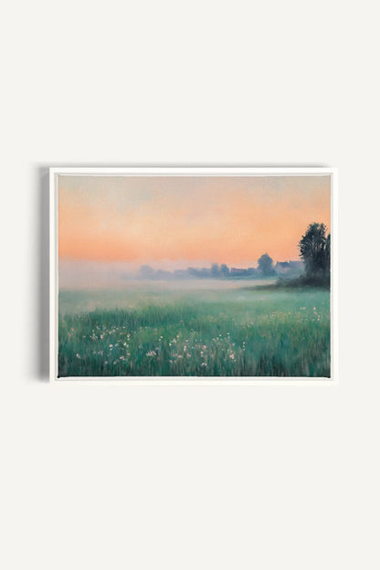 OLEKA CANVAS - LUEUR DU MATIN, Oeuvre sur toile étirée, encadré Blanc