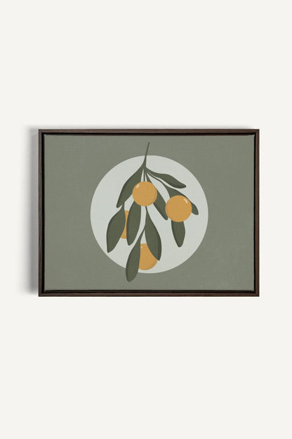 OLEKA CANVAS - LUNAR CITRUS, Oeuvre sur toile étirée, encadré Brun Noyer
