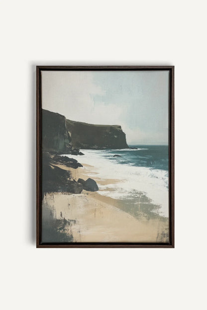 OLEKA CANVAS - MAJESTIC CLIFFS, Oeuvre sur toile étirée, encadré Brun Noyer