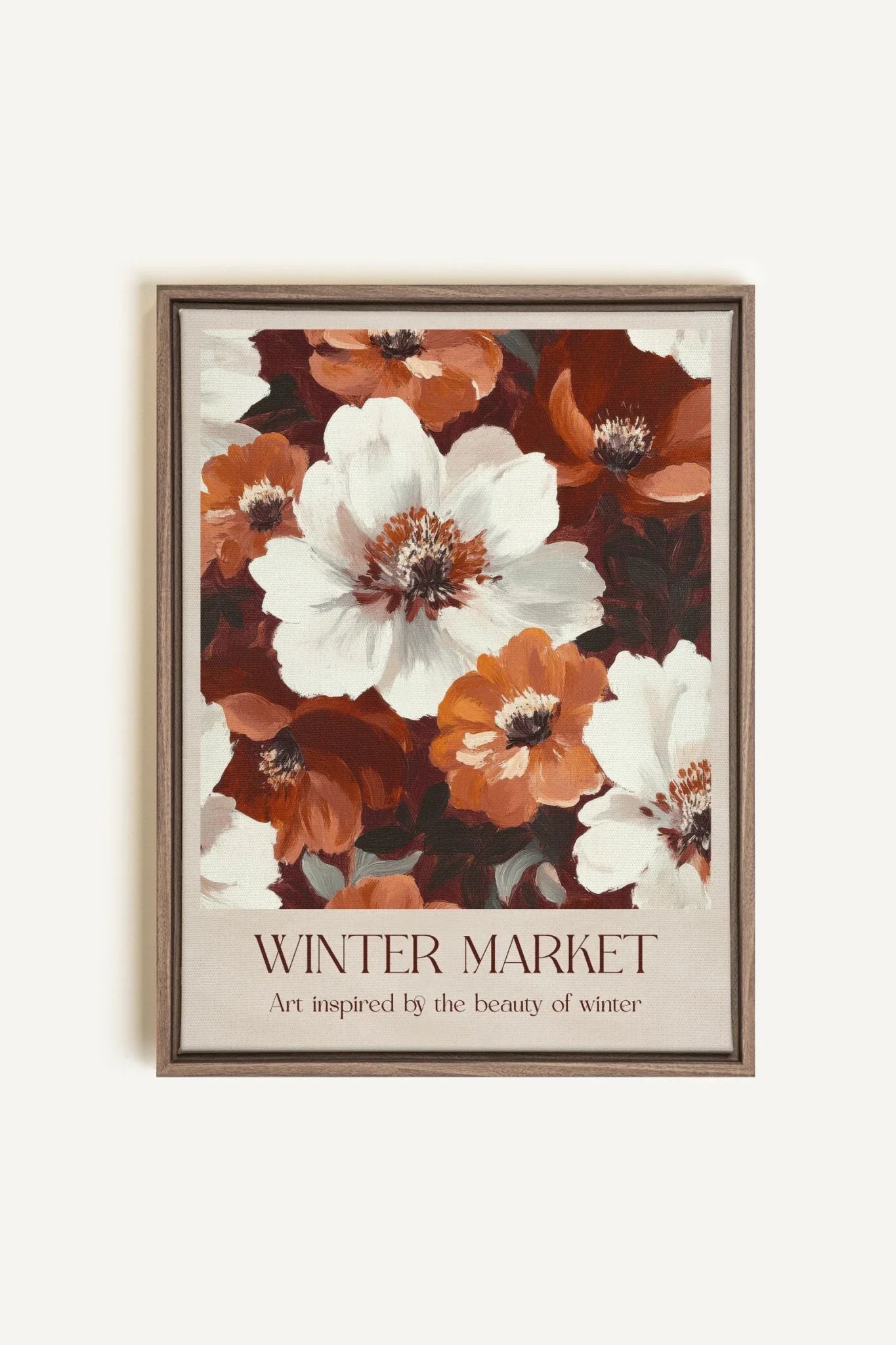 OLEKA CANVAS - MARCHÉ HIVERNAL I, Oeuvre sur toile étirée, encadré Brun Chêne