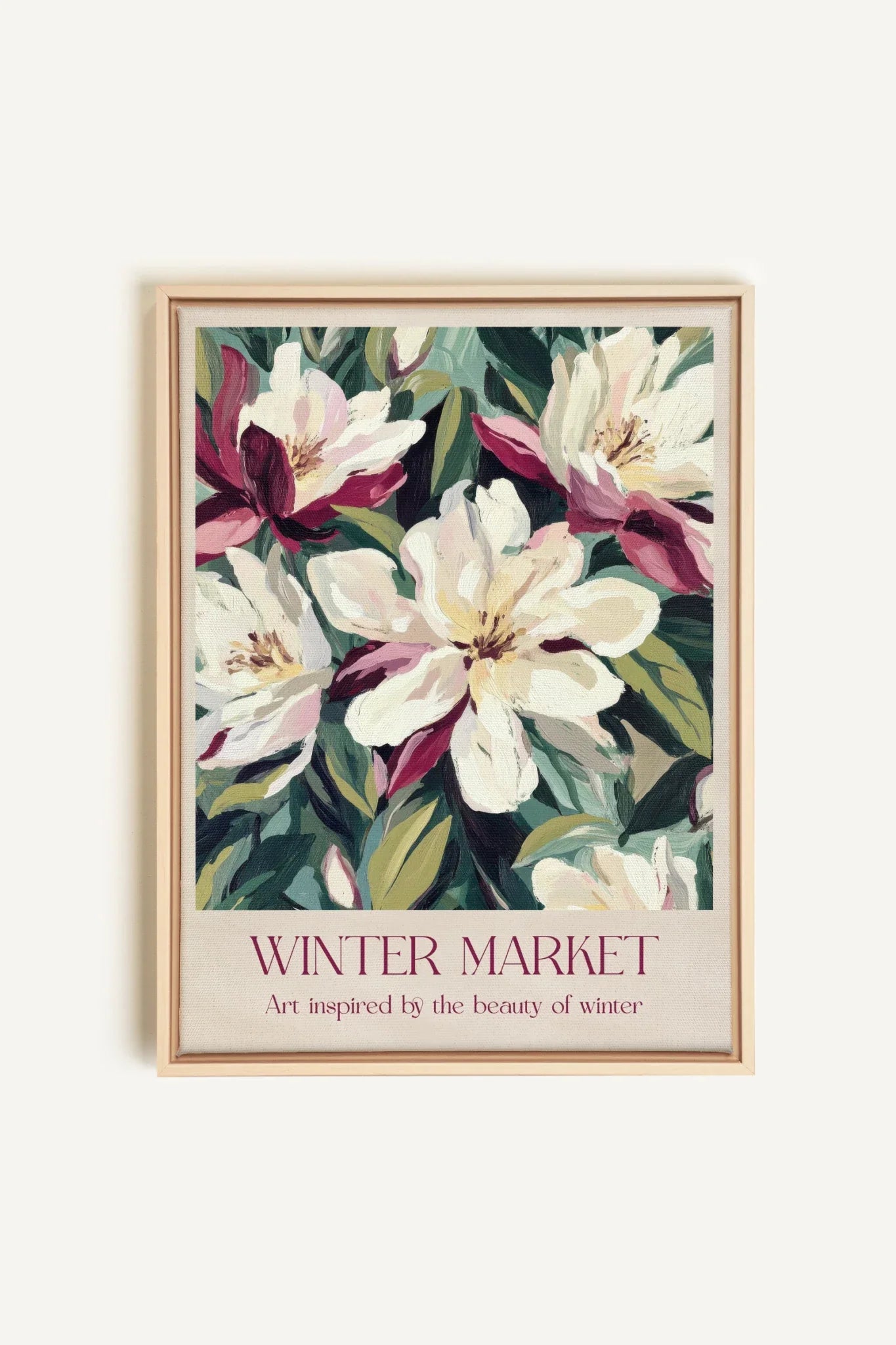 OLEKA CANVAS - MARCHÉ HIVERNAL II, Oeuvre sur toile étirée, encadré Naturel Clair