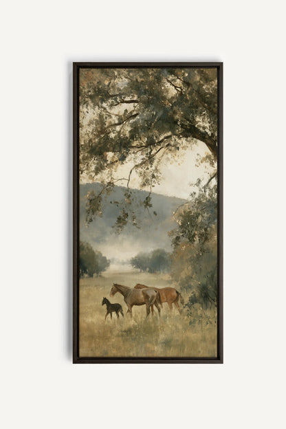 MEADOW FAMILY toile étirée encadré brun noyer