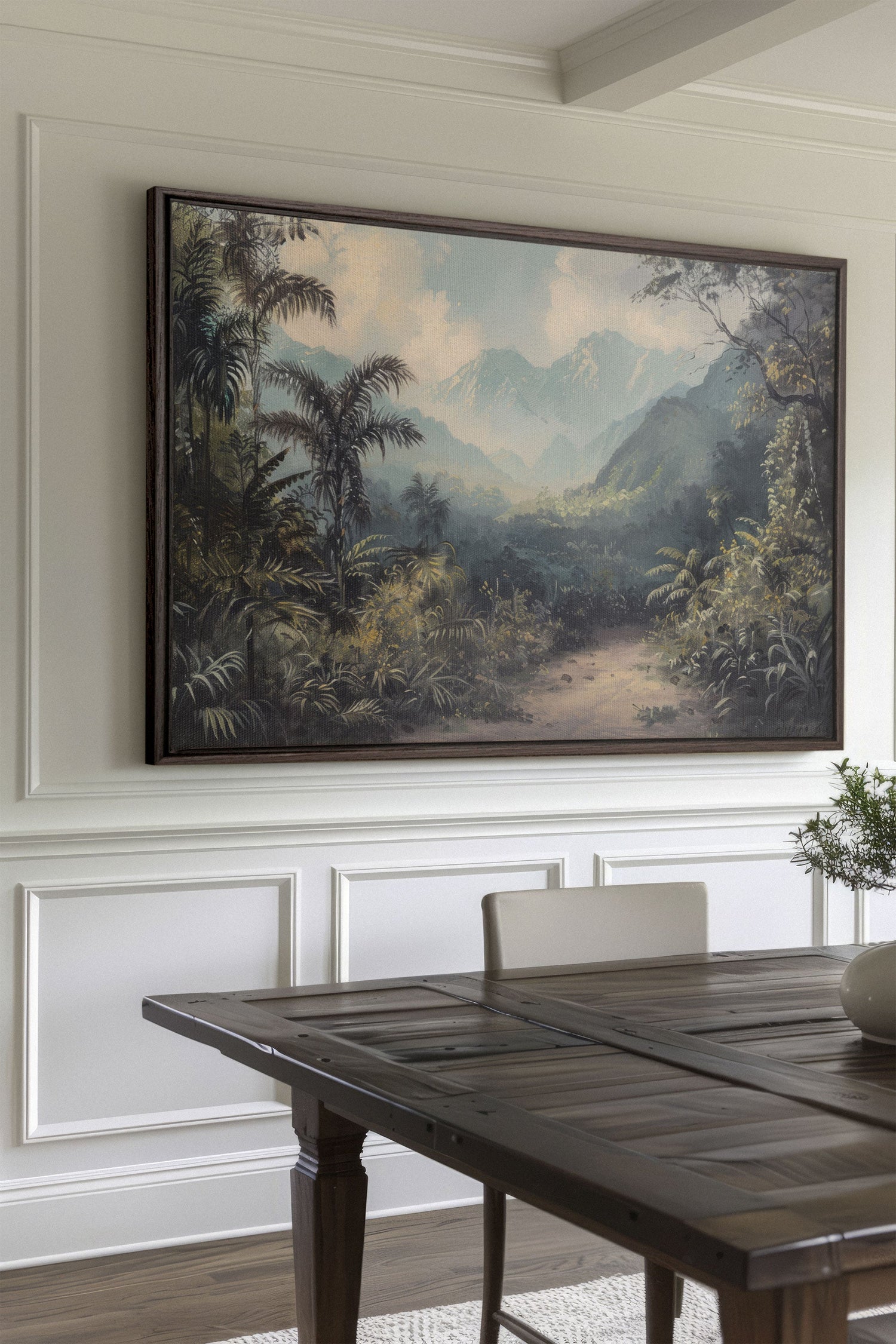 GOLDEN REALM, Oeuvre sur toile étirée, encadré Brun Noyer
