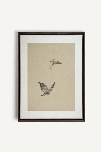 MISTY WINGS, Oeuvre sur toile étirée, encadré Brun Noyer