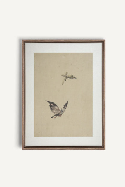 MISTY WINGS, Oeuvre sur toile étirée, encadré Brun Chêne
