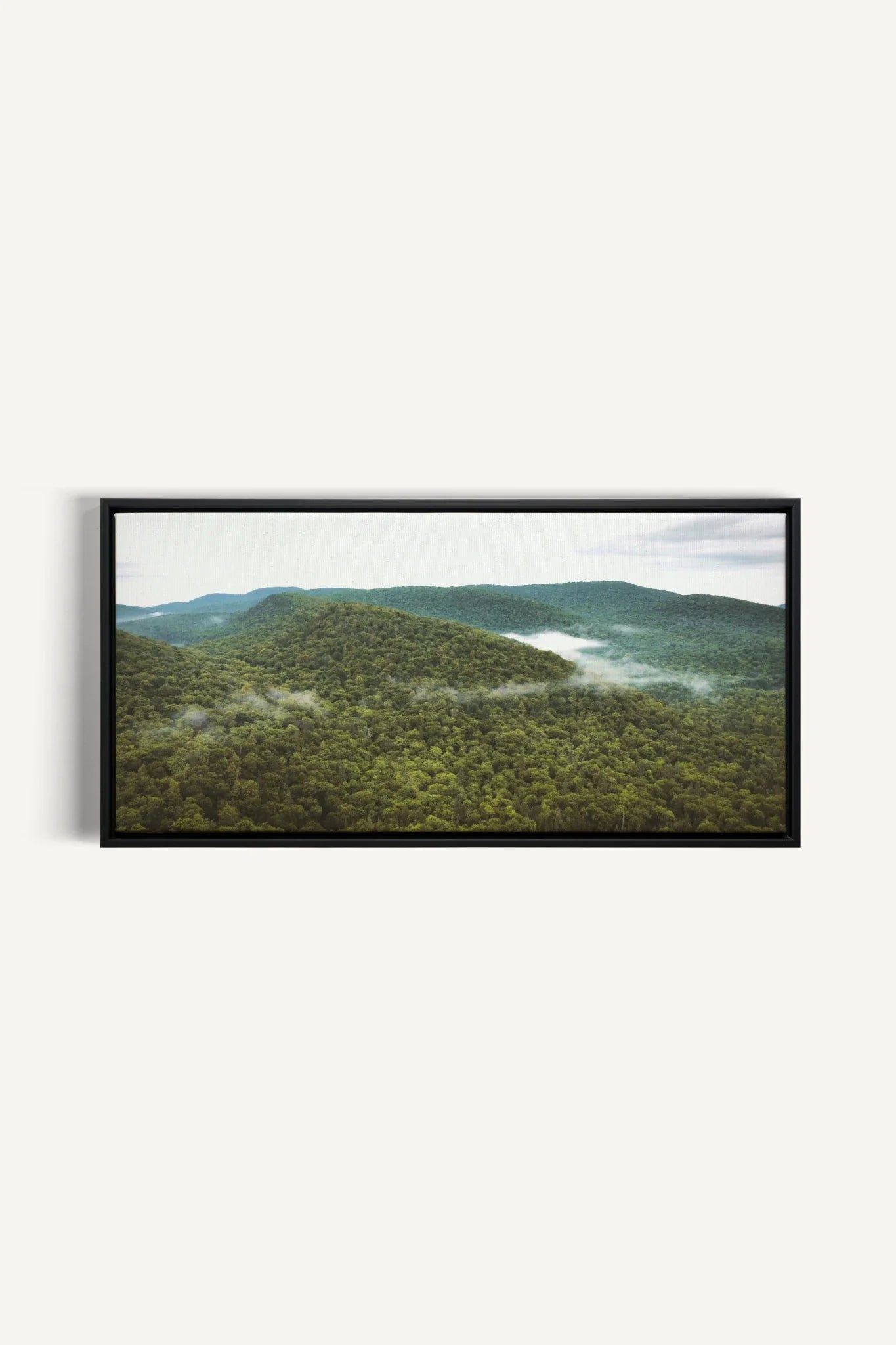 MONTAGNES VERTES, Oeuvre sur toile étirée, encadré Noir