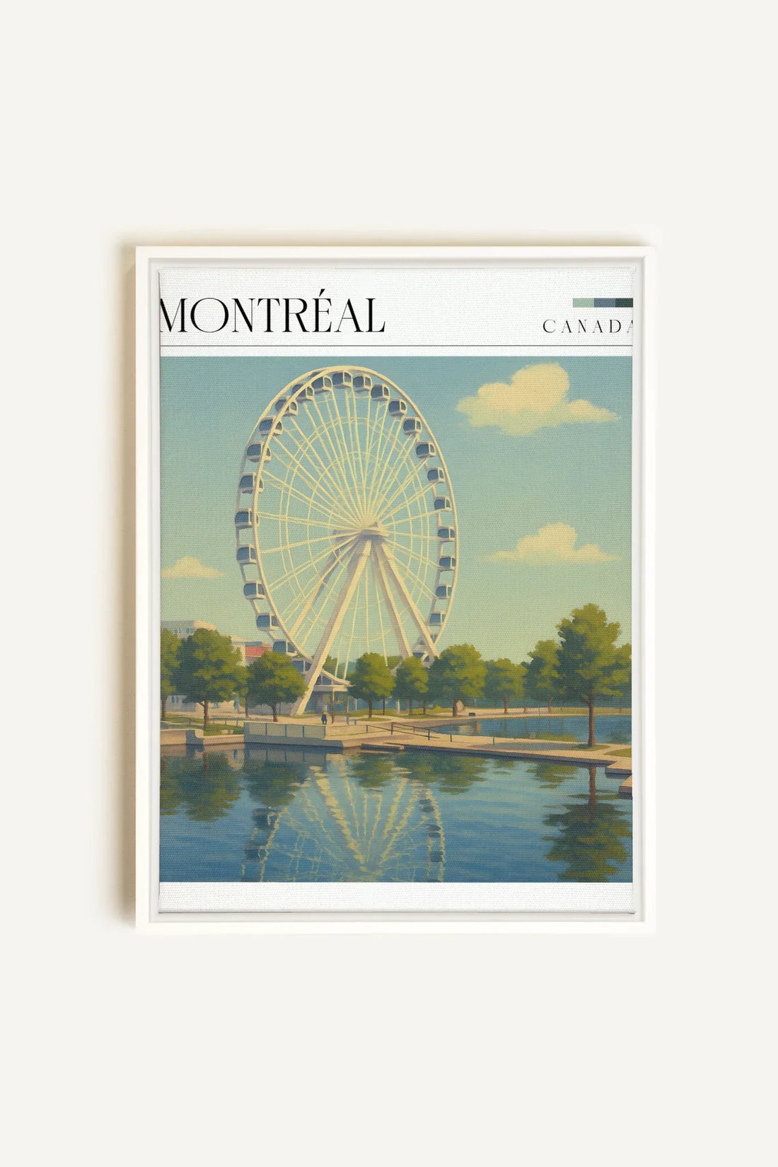 OLEKA CANVAS - MONTRÉAL, Oeuvre sur toile étirée, encadré Blanc