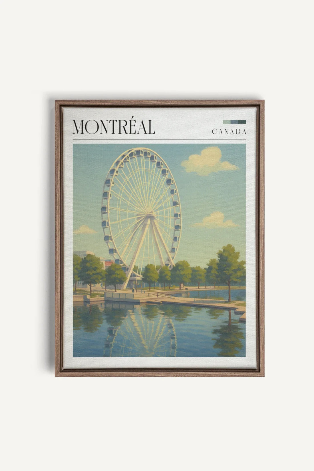 OLEKA CANVAS - MONTRÉAL, Oeuvre sur toile étirée, encadré Brun Chêne