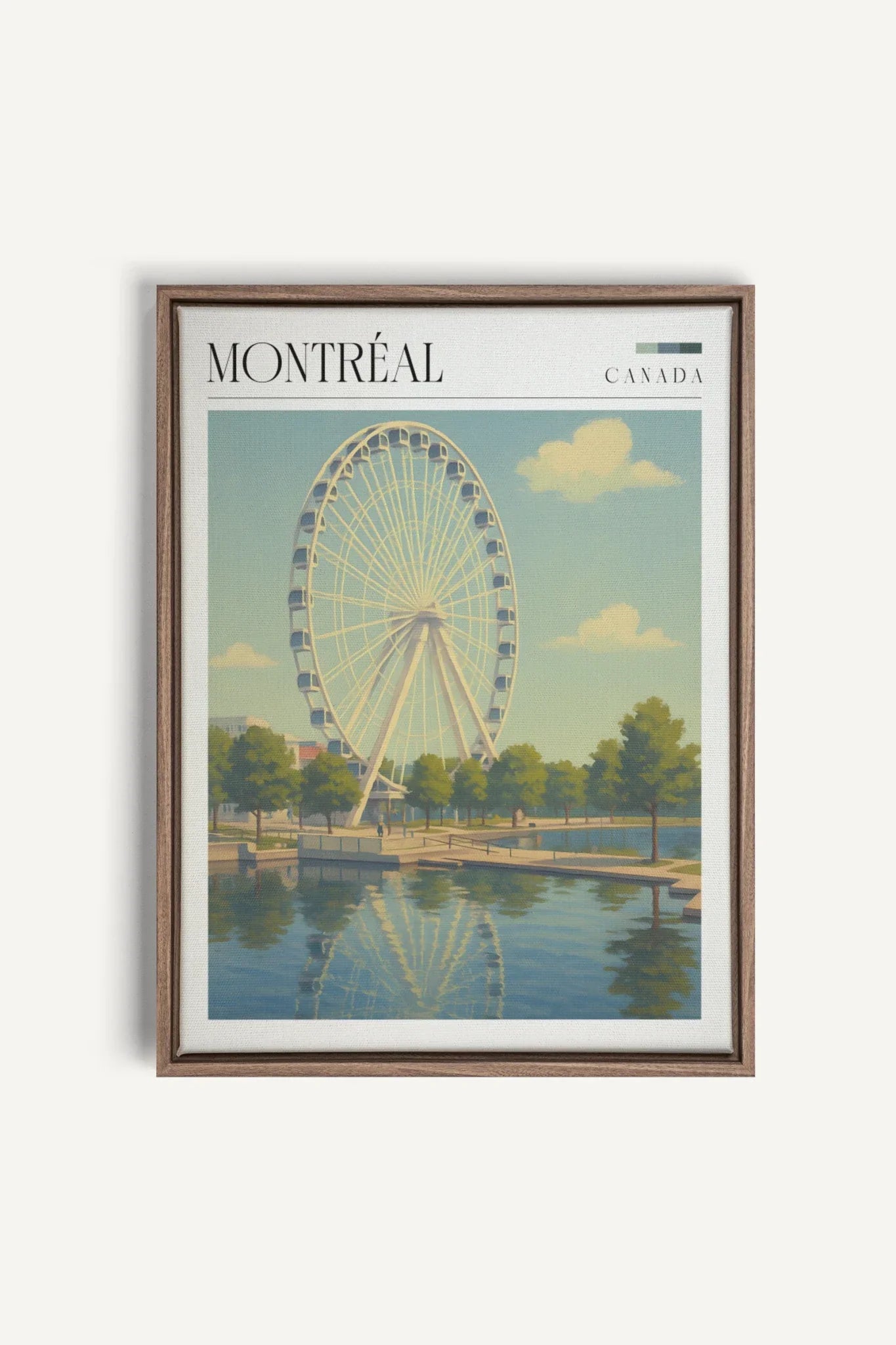 OLEKA CANVAS - MONTRÉAL, Oeuvre sur toile étirée, encadré Brun Chêne