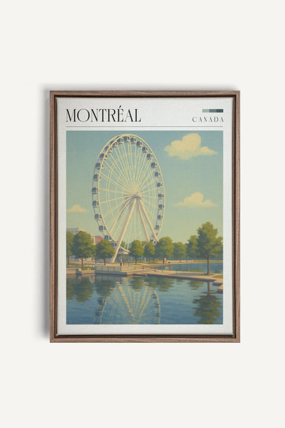OLEKA CANVAS - MONTRÉAL, Oeuvre sur toile étirée, encadré Brun Chêne