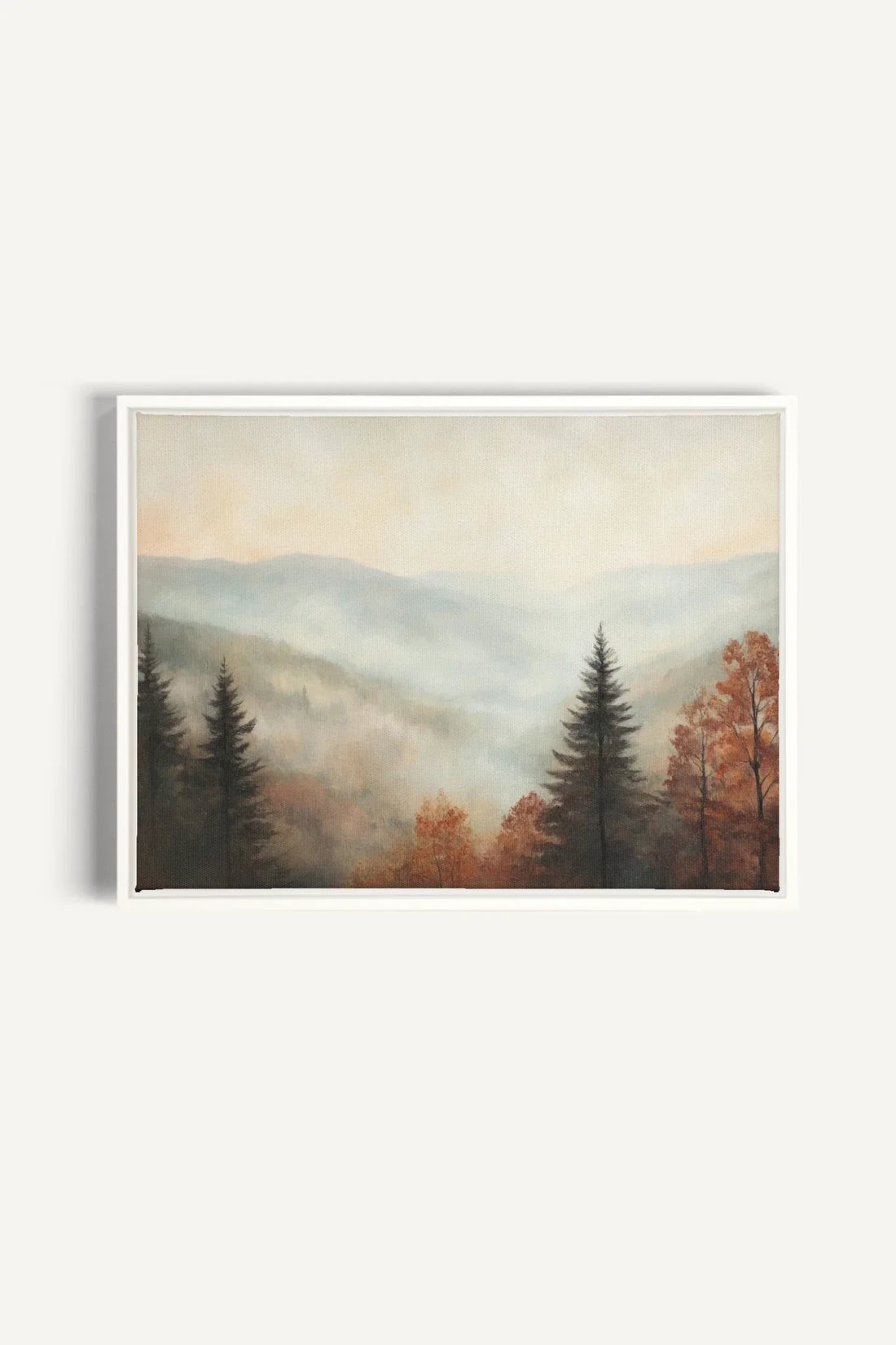 OLEKA CANVAS - MOUNTAIN MORNING, Oeuvre sur toile étirée, encadré Blanc