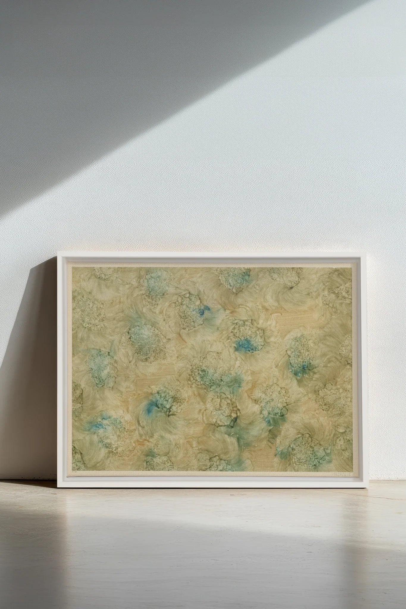 MOUSSE FLORALE, Oeuvre sur toile étirée, encadré Blanc