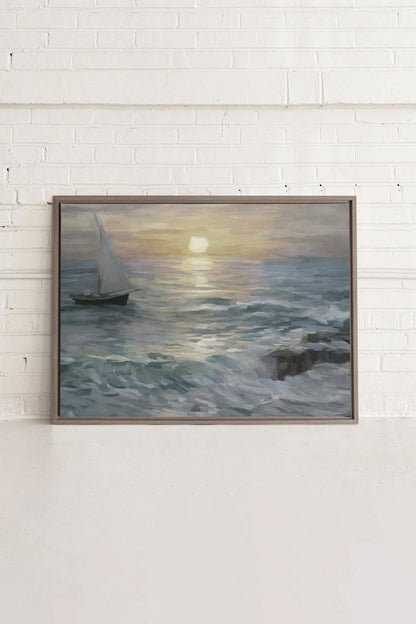 Sailing in the sunset, Work on stretched canvas