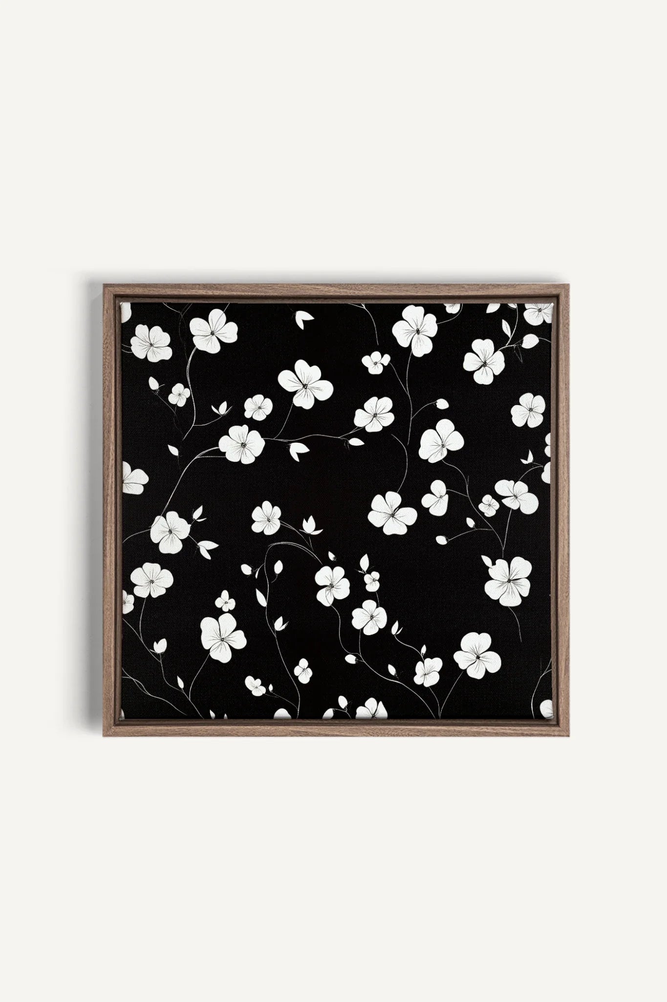 NOCTURNAL BLOOMS, Oeuvre sur toile étirée, encadré Brun Chêne