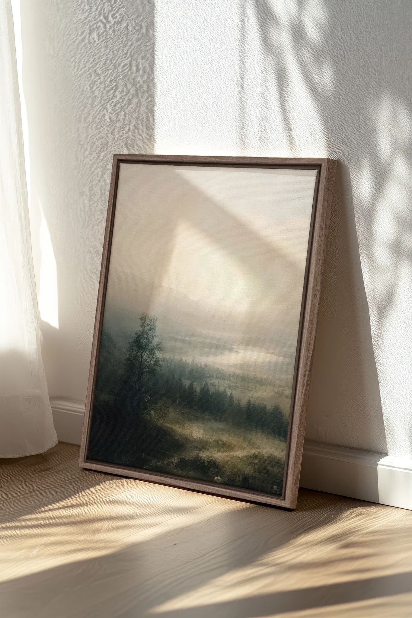 NORTHERN QUIET, Work on stretched canvas, framed Oak Brown