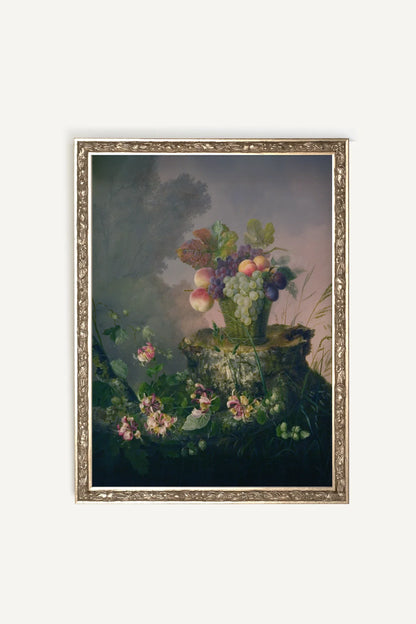 OFFRANDE NATURELLE, Artwork on rigid canvas, framed Vintage Silver