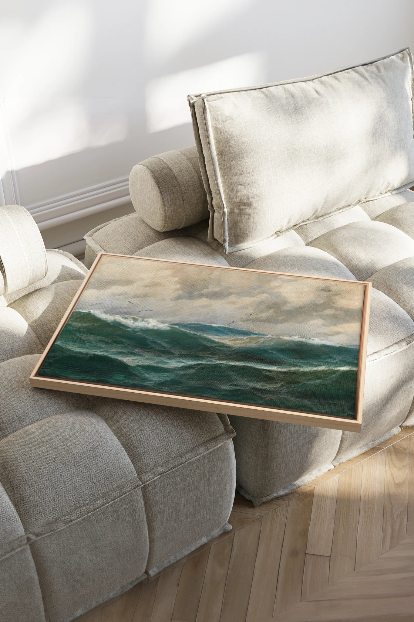 OLD SEA LULLABY, Oeuvre sur toile étirée, encadré Naturel Clair