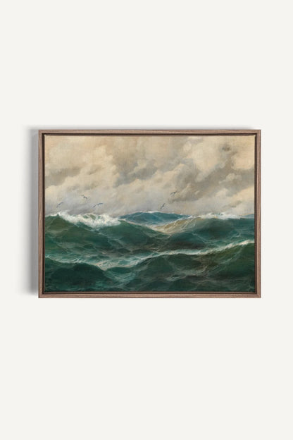 OLD SEA LULLABY, Oeuvre sur toile étirée, encadré Brun Chêne