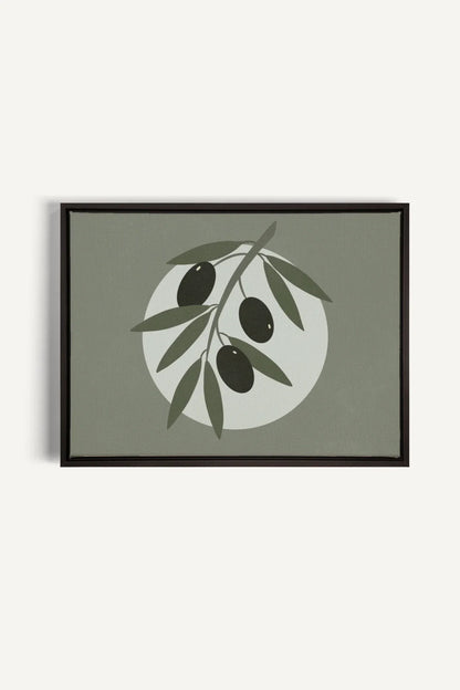 OLEKA CANVAS - OLIVE MOON, Oeuvre sur toile étirée, encadré Noir