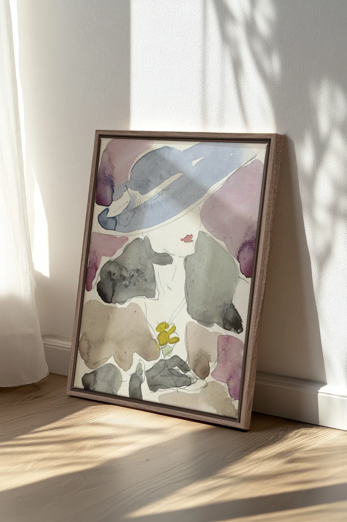 ORCHID HAZE, Oeuvre sur toile étirée, encadré Brun Chêne