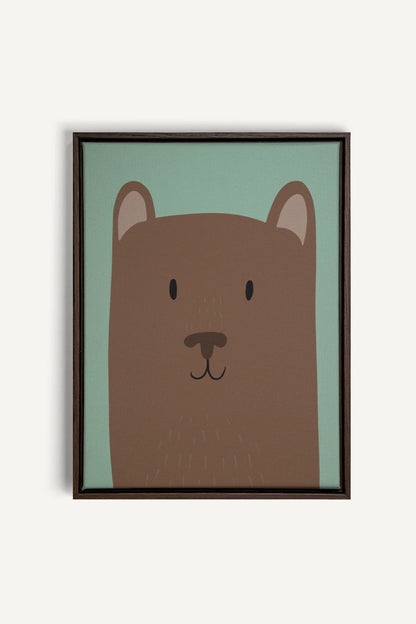 OLEKA CANVAS - OURS, Oeuvre sur toile étirée, encadré Brun Noyer