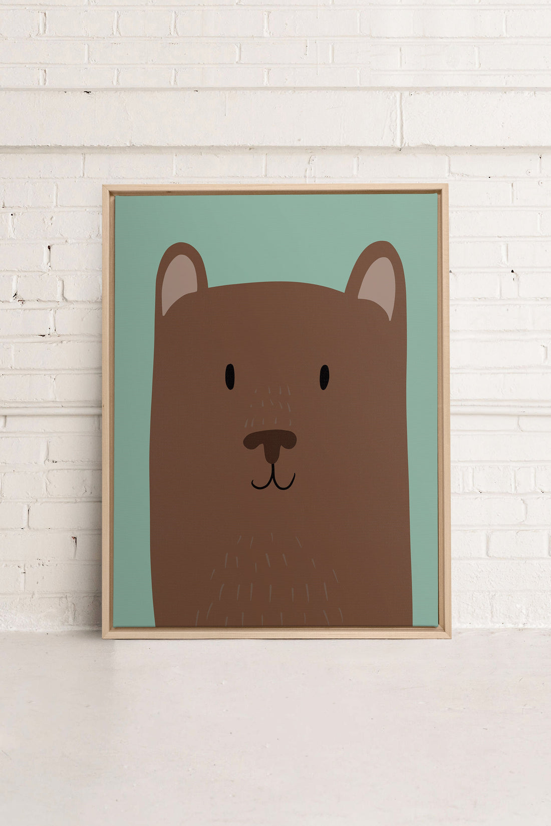 OURS, Oeuvre sur toile étirée, encadré Naturel Clair