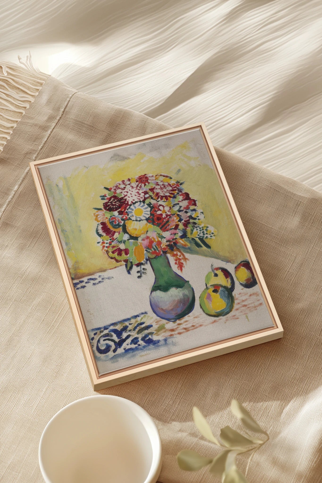 PAINTED BOUQUET, Oeuvre sur toile étirée, encadré Naturel Clair