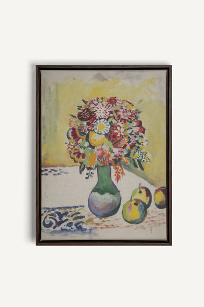 PAINTED BOUQUET, Oeuvre sur toile étirée, encadré Brun Noyer