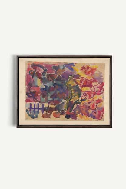 PAINTED PULSE, Oeuvre sur toile étirée, encadré Brun Noyer