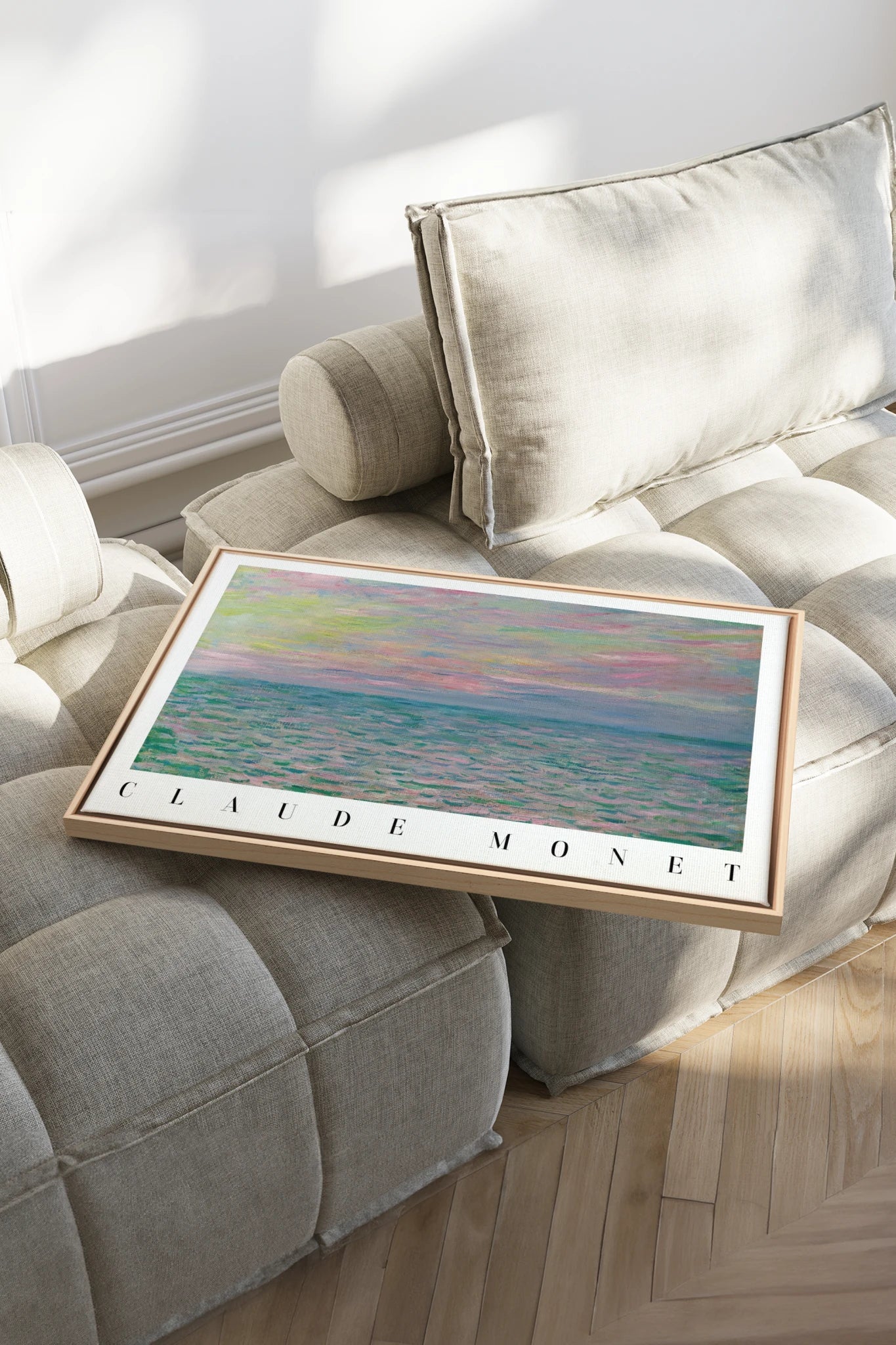 PASTEL WATERS, Oeuvre sur toile étirée, encadré Naturel Clair