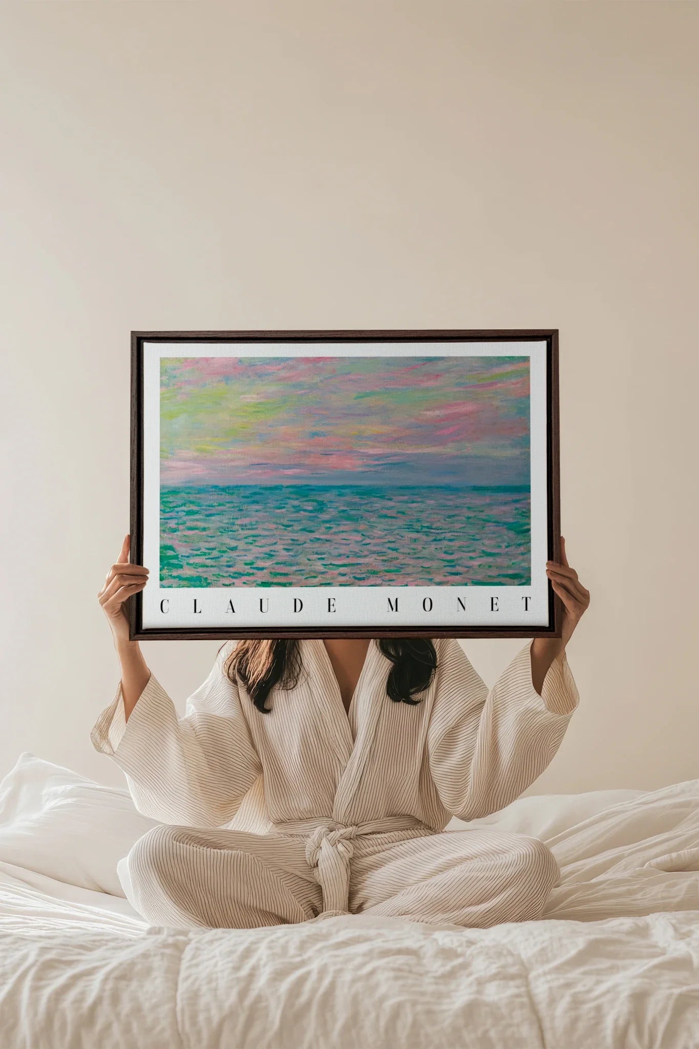 PASTEL WATERS, Oeuvre sur toile étirée, encadré Brun Noyer