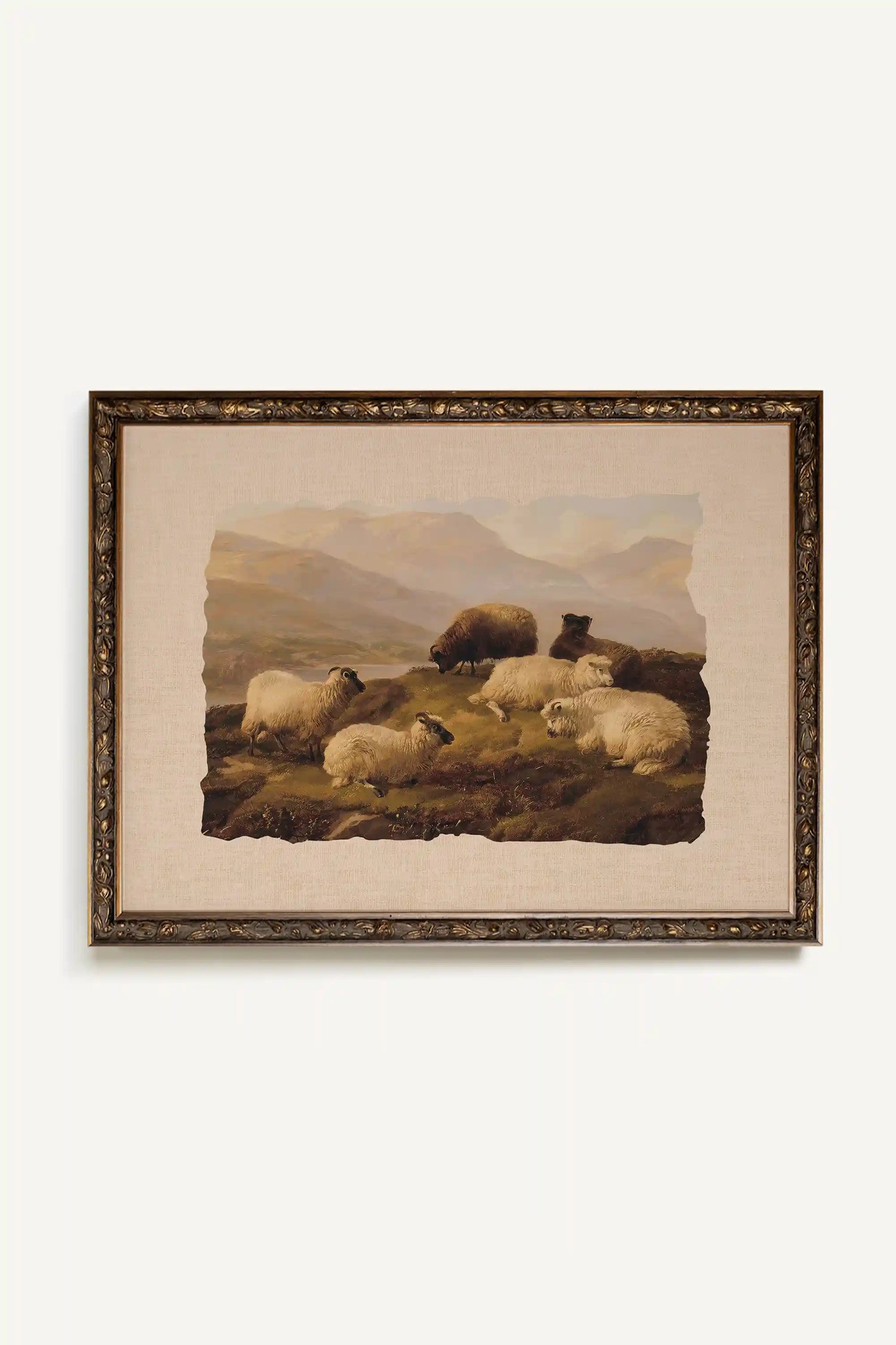 PASTORAL REST, Artwork on stretched canvas, framed Vintage Bronze