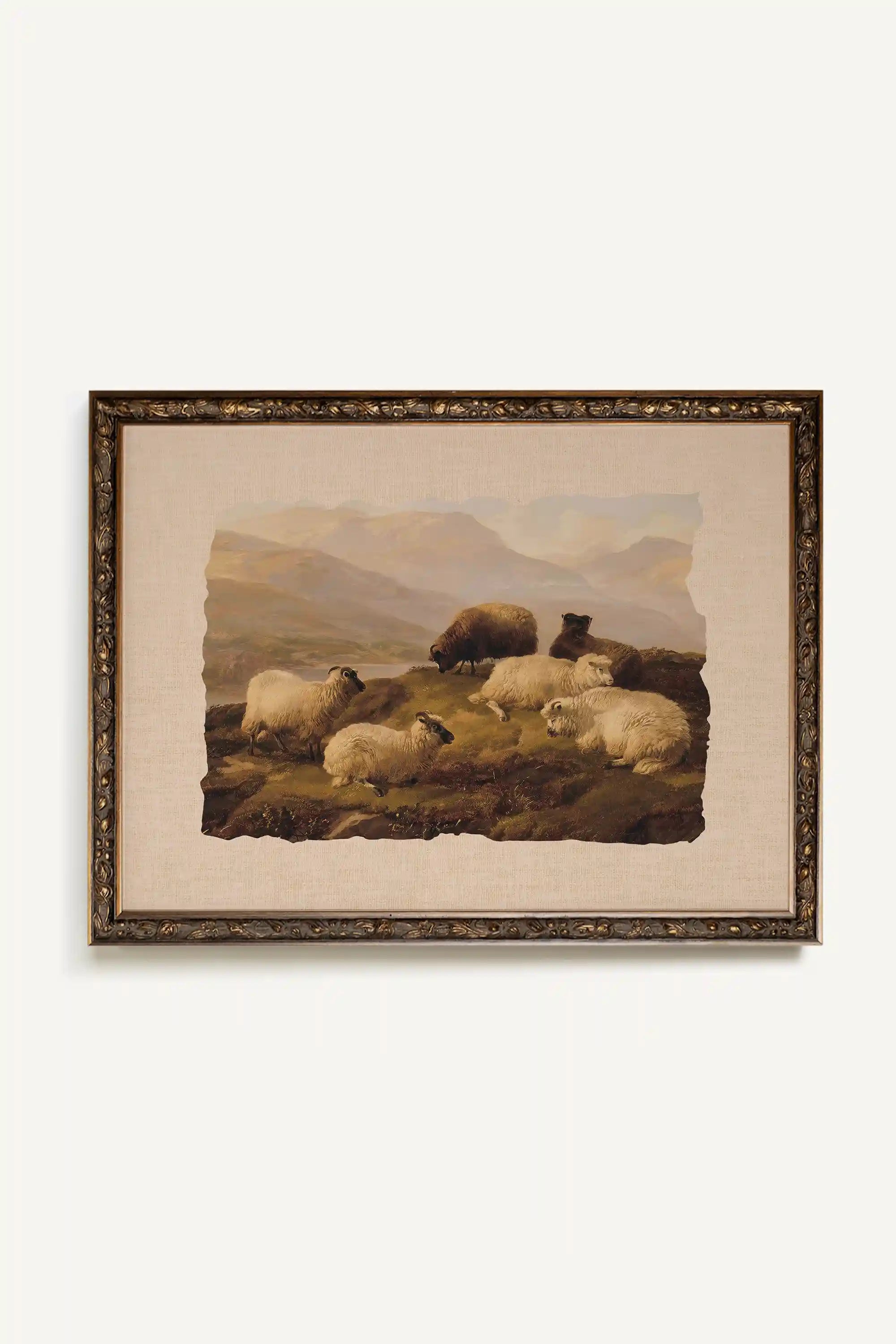 PASTORAL REST, Artwork on stretched canvas, framed Vintage Bronze