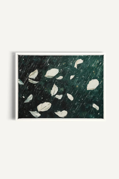 OLEKA CANVAS - PETALS IN THE NIGHT, Oeuvre sur toile étirée, encadré Blanc