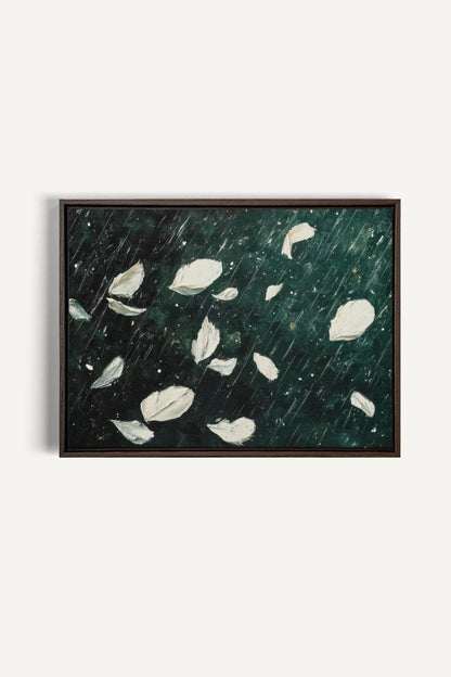 OLEKA CANVAS - PETALS IN THE NIGHT, Oeuvre sur toile étirée, encadré Brun Noyer