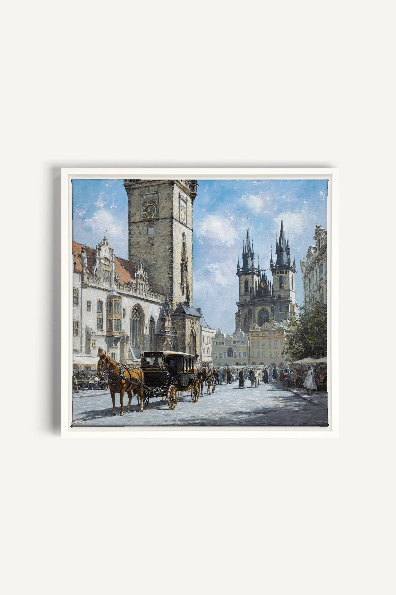PLACE DU TEMPS, Oeuvre sur toile étirée, encadré Blanc
