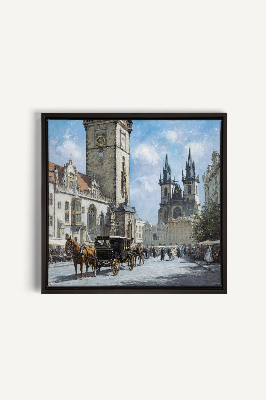 PLACE DU TEMPS, Oeuvre sur toile étirée, encadré Noir