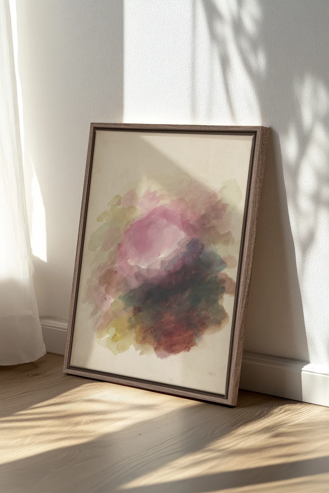 PLUM GARDEN, Oeuvre sur toile étirée, encadré Brun Chêne