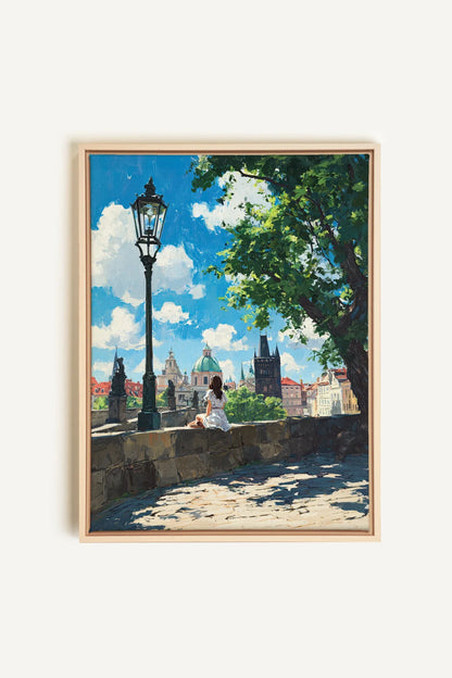 PRAGUE REVERIE, Oeuvre sur toile étirée, encadré Naturel Clair